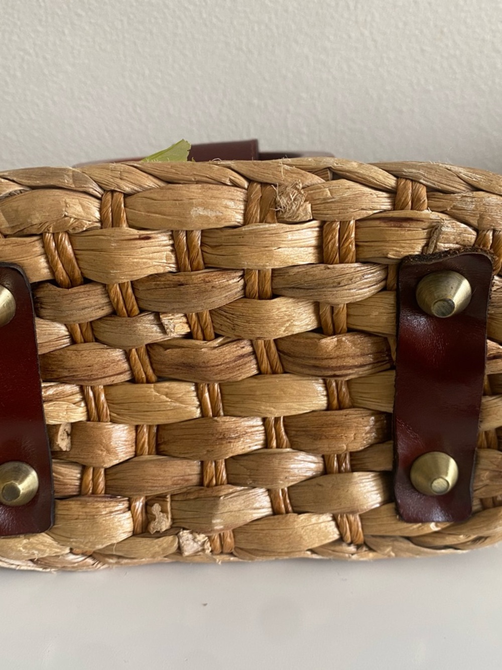 Patricia Nash Woven  Straw Floral Embroidered Crossbody Bag Brown Ring Handles - Picture 11 of 14